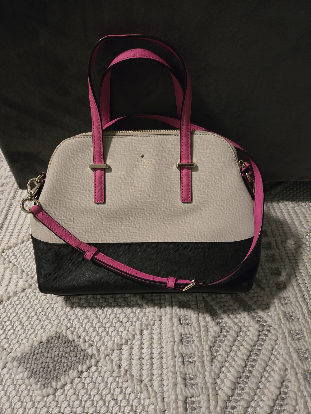 kate spade Cream, Black & Hot Pink Two-Tone Dome Satchel